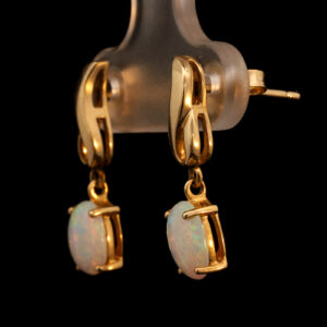 Yellow Gold Blue Green Yellow Orange Solid Australian Crystal Opal Earrings