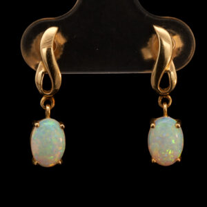 Yellow Gold Blue Green Yellow Orange Solid Australian Crystal Opal Earrings
