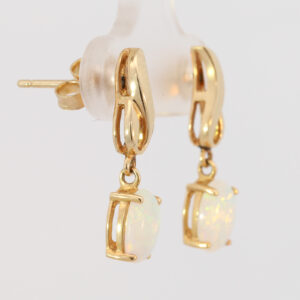 Yellow Gold Blue Green Yellow Orange Solid Australian Crystal Opal Earrings