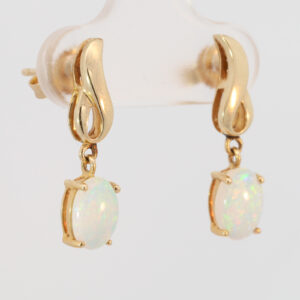 Yellow Gold Blue Green Yellow Orange Solid Australian Crystal Opal Earrings