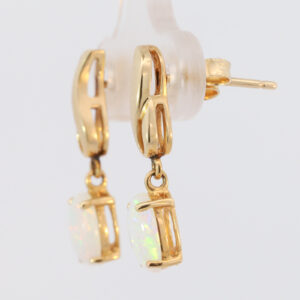 Yellow Gold Blue Green Yellow Orange Solid Australian Crystal Opal Earrings