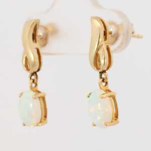 Yellow Gold Blue Green Yellow Orange Solid Australian Crystal Opal Earrings