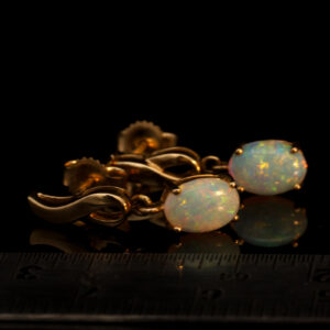 Yellow Gold Blue Green Yellow Orange Solid Australian Crystal Opal Earrings