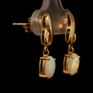 Yellow Gold Blue Green Yellow Orange Solid Australian Crystal Opal Earrings