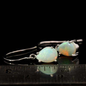White Gold Blue Green Solid Australian Crystal Opal Earrings