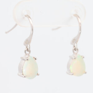 White Gold Blue Green Solid Australian Crystal Opal Earrings