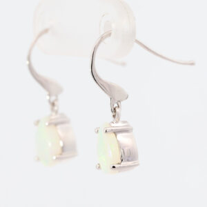 White Gold Blue Green Solid Australian Crystal Opal Earrings