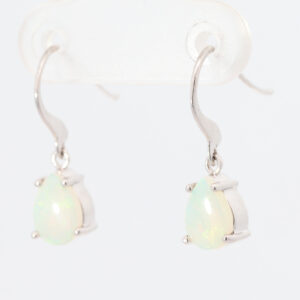 White Gold Blue Green Solid Australian Crystal Opal Earrings