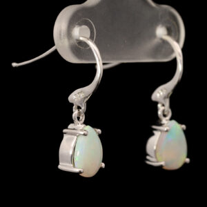 White Gold Blue Green Solid Australian Crystal Opal Earrings