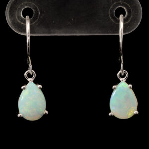 White Gold Blue Green Solid Australian Crystal Opal Earrings