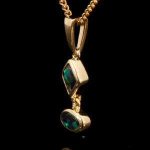 Yellow Gold Blue Green Red Solid Australian Boulder Opal Pendant Necklace