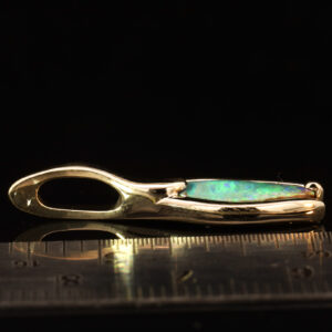 Yellow Gold Blue Green Yellow Solid Australian Boulder Opal Pendant Necklace