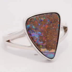Sterling Silver Blue Green Yellow Orange Red Purple Solid Australian Boulder Opal Ring
