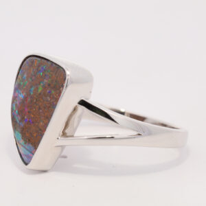 Sterling Silver Blue Green Yellow Orange Red Purple Solid Australian Boulder Opal Ring