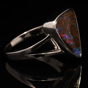 Sterling Silver Blue Green Yellow Orange Red Purple Solid Australian Boulder Opal Ring