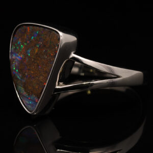 Sterling Silver Blue Green Yellow Orange Red Purple Solid Australian Boulder Opal Ring