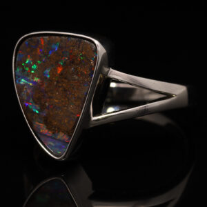 Sterling Silver Blue Green Yellow Orange Red Purple Solid Australian Boulder Opal Ring