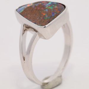 Sterling Silver Blue Green Yellow Orange Red Purple Solid Australian Boulder Opal Ring