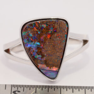 Sterling Silver Blue Green Yellow Orange Red Purple Solid Australian Boulder Opal Ring