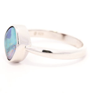 Sterling Silver Blue Green Orange Purple Solid Australian Boulder Opal Ring
