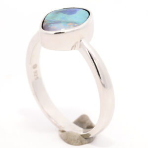Sterling Silver Blue Green Orange Purple Solid Australian Boulder Opal Ring