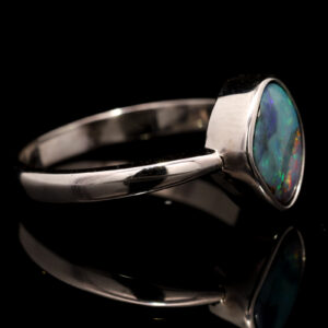 Sterling Silver Blue Green Orange Purple Solid Australian Boulder Opal Ring