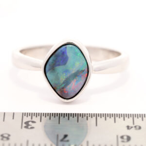 Sterling Silver Blue Green Orange Purple Solid Australian Boulder Opal Ring