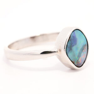 Sterling Silver Blue Green Orange Purple Solid Australian Boulder Opal Ring