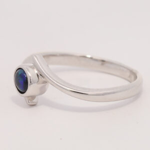 Sterling Silver Blue Green Solid Australian Black Opal Ring