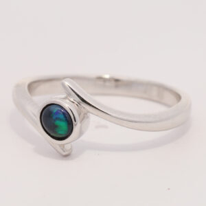 Sterling Silver Blue Green Solid Australian Black Opal Ring