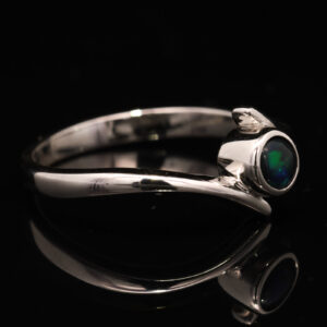 Sterling Silver Blue Green Solid Australian Black Opal Ring