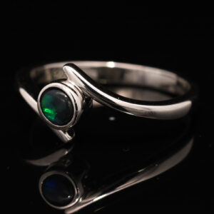 Sterling Silver Blue Green Solid Australian Black Opal Ring