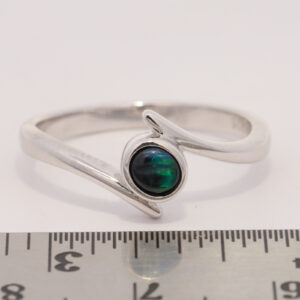 Sterling Silver Blue Green Solid Australian Black Opal Ring