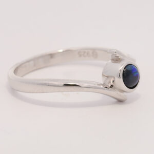 Sterling Silver Blue Green Solid Australian Black Opal Ring