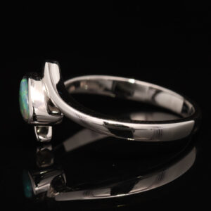 Sterling Silver Blue Green Solid Australian Black Opal Ring
