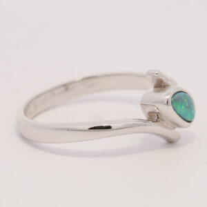Sterling Silver Blue Green Solid Australian Black Opal Ring