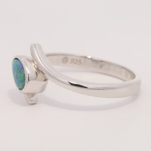 Sterling Silver Blue Green Solid Australian Black Opal Ring