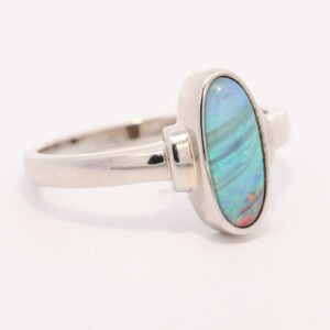 Sterling Silver Blue Green Orange Purple Solid Australian Boulder Opal Ring