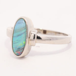 Sterling Silver Blue Green Orange Purple Solid Australian Boulder Opal Ring