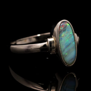 Sterling Silver Blue Green Orange Purple Solid Australian Boulder Opal Ring