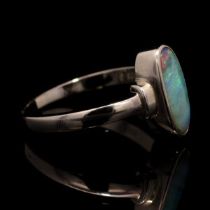 Sterling Silver Blue Green Orange Purple Solid Australian Boulder Opal Ring