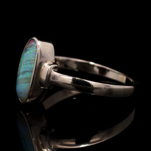 Sterling Silver Blue Green Orange Purple Solid Australian Boulder Opal Ring