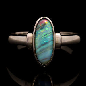 Sterling Silver Blue Green Orange Purple Solid Australian Boulder Opal Ring