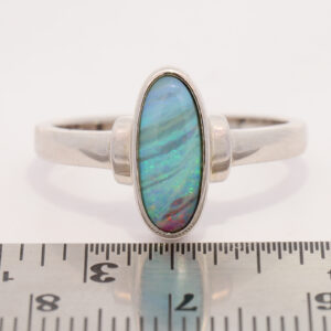 Sterling Silver Blue Green Orange Purple Solid Australian Boulder Opal Ring