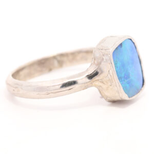 Sterling Silver Blue Green Solid Australian Boulder Opal Ring