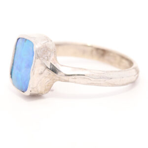 Sterling Silver Blue Green Solid Australian Boulder Opal Ring