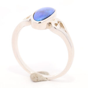 Sterling Silver Blue Purple Solid Australian Black Opal Ring
