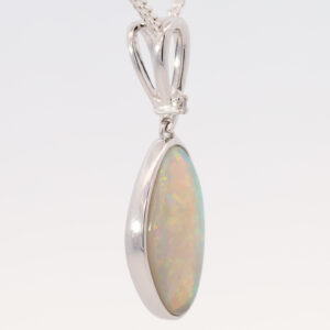 White Gold Blue Green Yellow Orange Solid Australian Crystal Opal Pendant Necklace