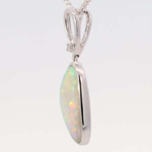 White Gold Blue Green Yellow Orange Solid Australian Crystal Opal Pendant Necklace