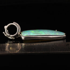White Gold Blue Green Yellow Orange Solid Australian Crystal Opal and Diamond Pendant Necklace